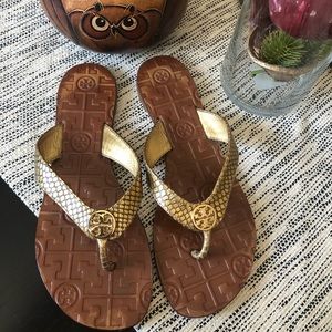TB Thora Thong crock gold sandals